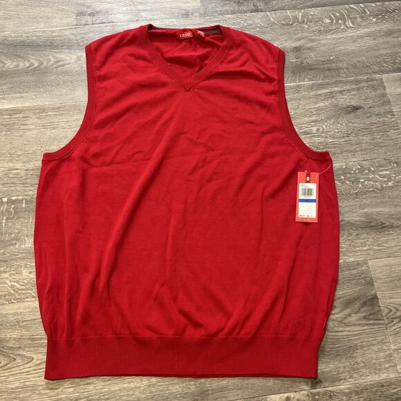 IZOD Men's Sweater Vest Jester Red Golf Vibe Autumn Fall Winter Size XLT - Picture 1 of 9